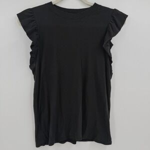 Nation LTD Black Ruffle Sleeve Top Size Small Minimalist Style